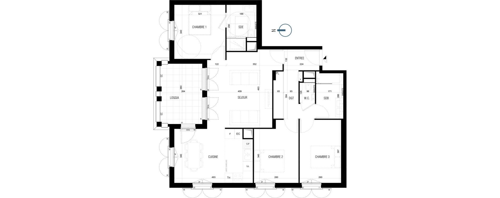 Appartement T4 de 87,40 m2 au Plessis-Robinson Ilot du ponant