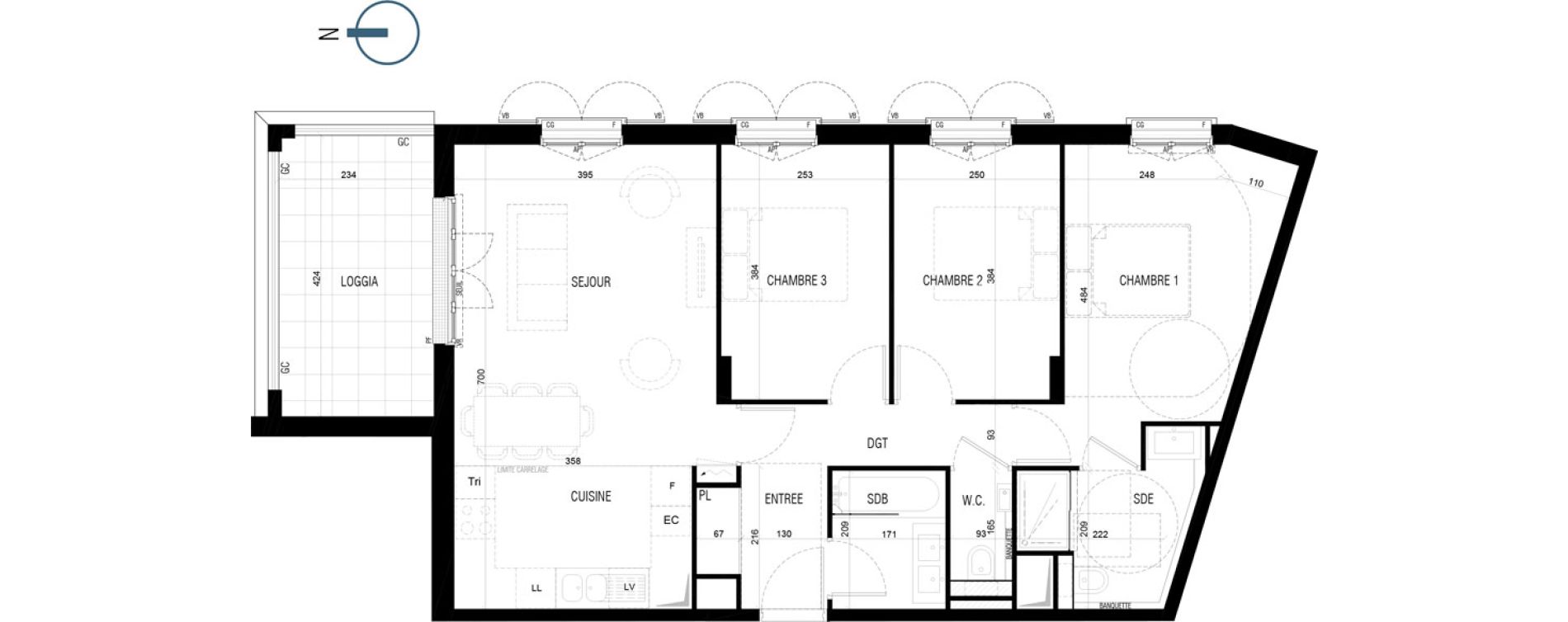 Appartement T4 de 77,70 m2 au Plessis-Robinson Ilot du ponant