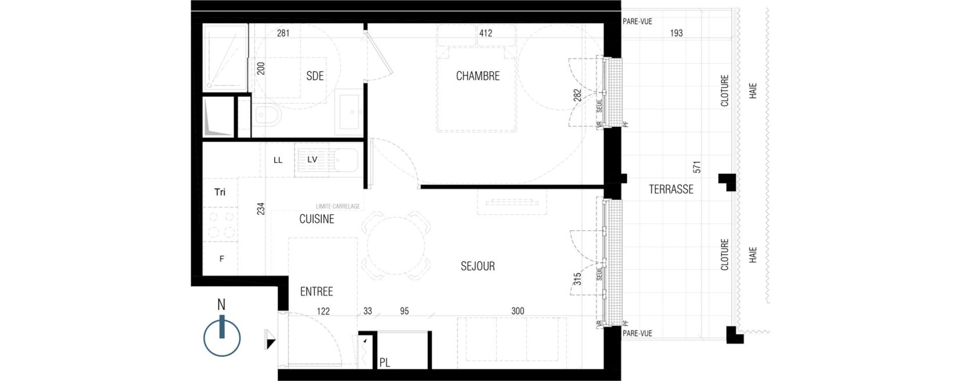Appartement T2 de 38,20 m2 au Plessis-Robinson Ilot du ponant