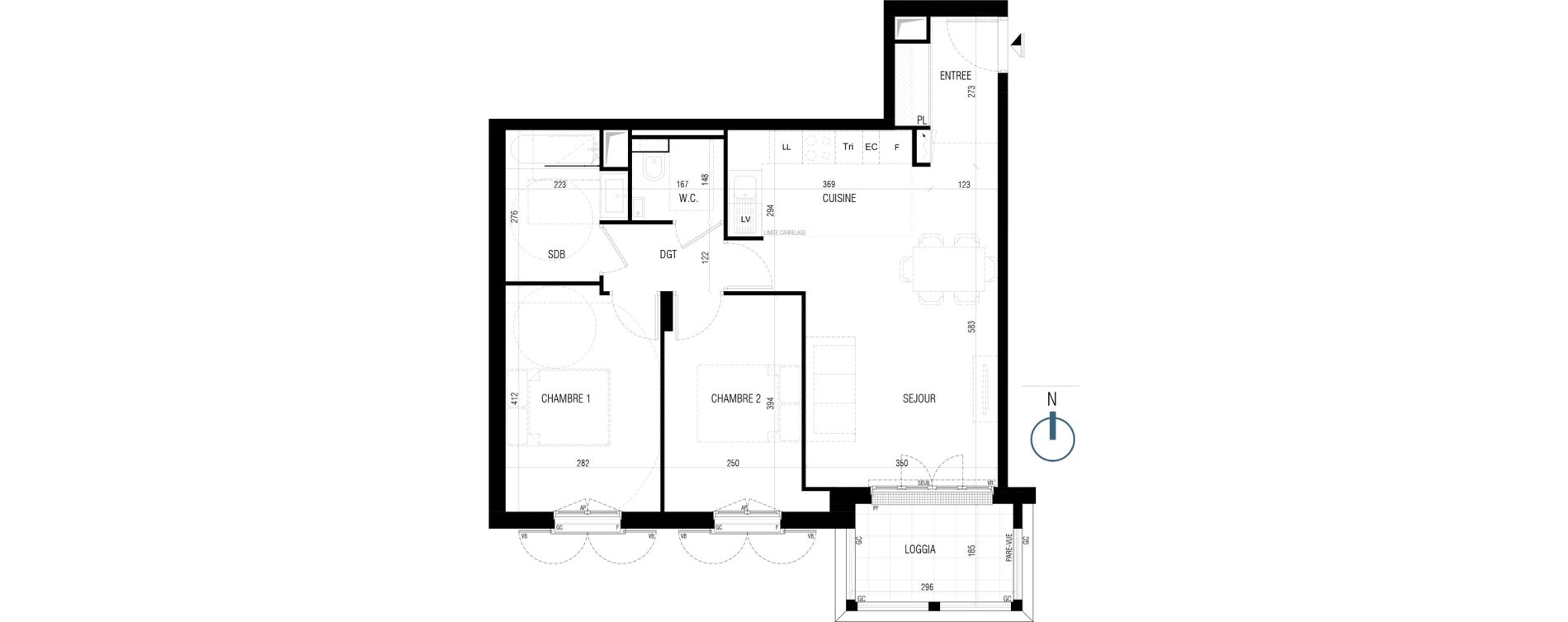Appartement T3 de 61,60 m2 au Plessis-Robinson Ilot du ponant