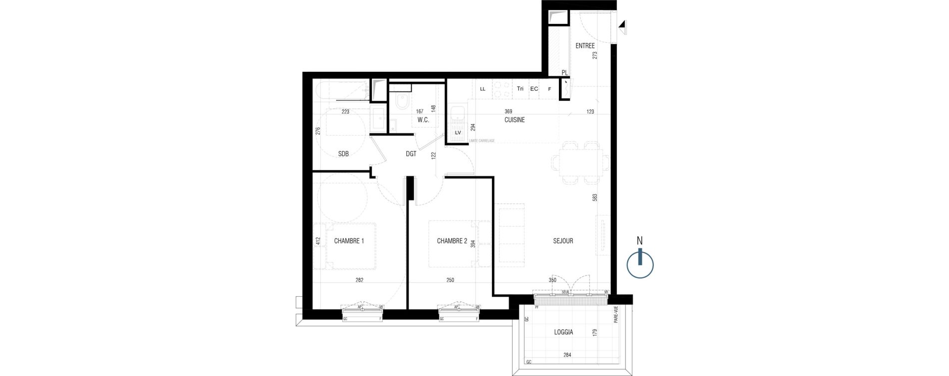 Appartement T3 de 61,60 m2 au Plessis-Robinson Ilot du ponant