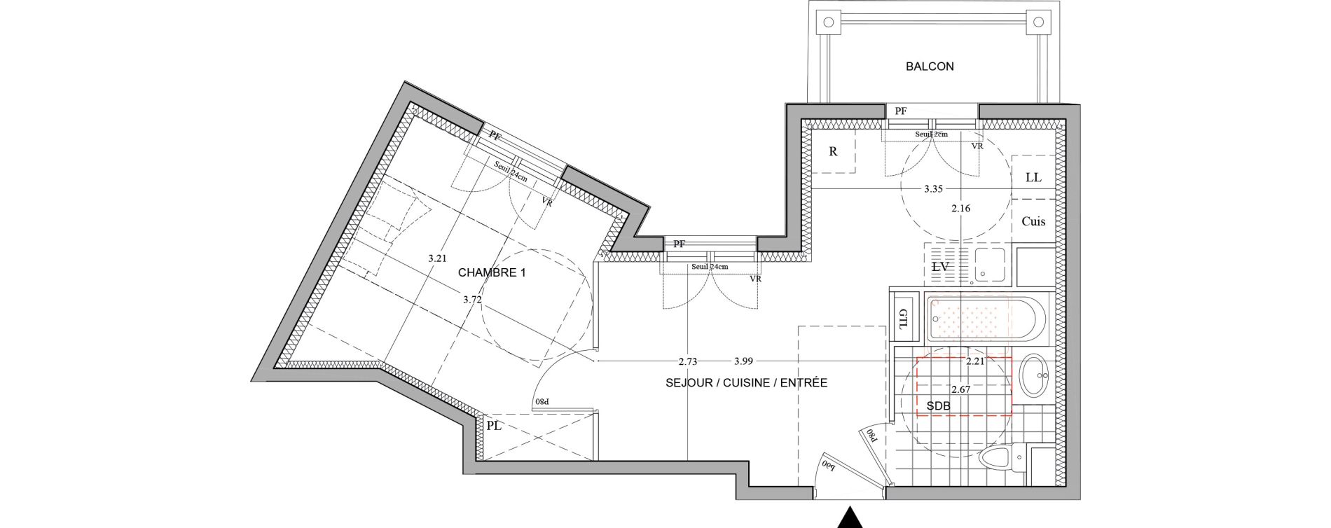 Appartement T2 de 35,73 m2 au Plessis-Robinson Patrick