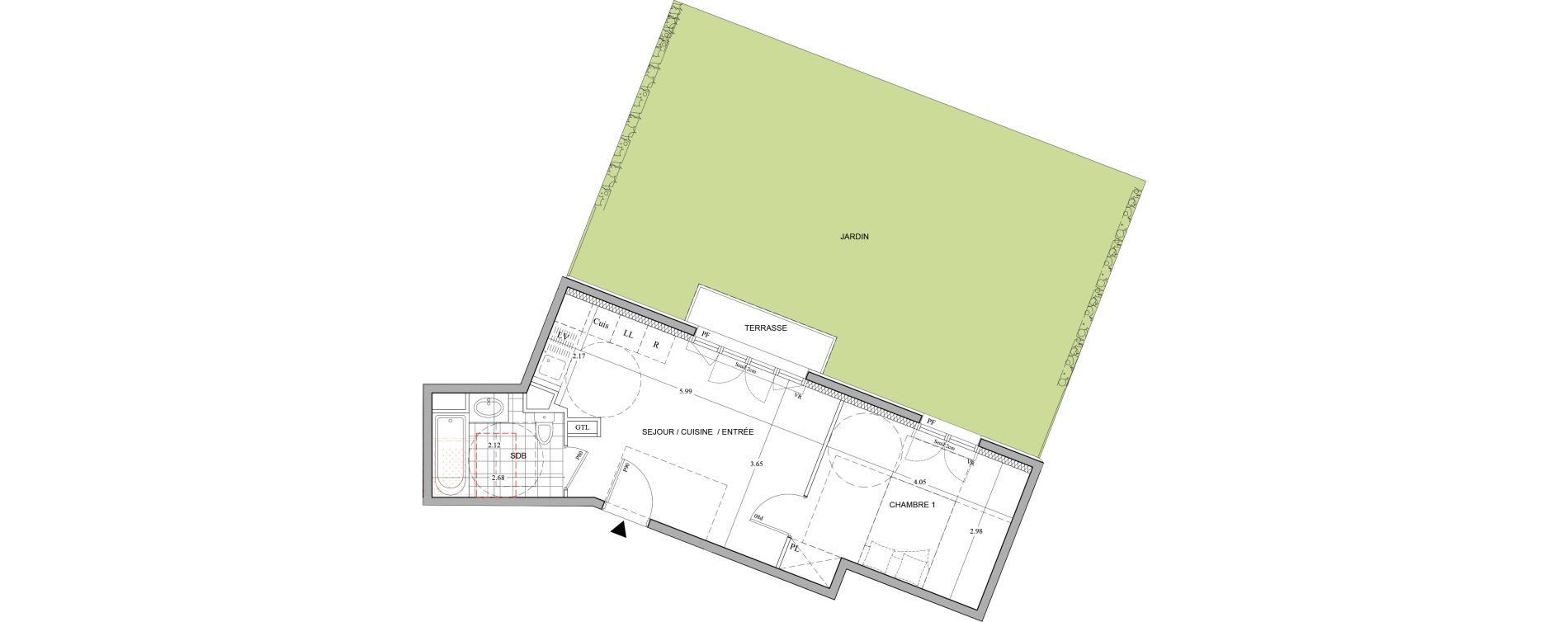 Appartement T2 de 37,60 m2 au Plessis-Robinson Patrick
