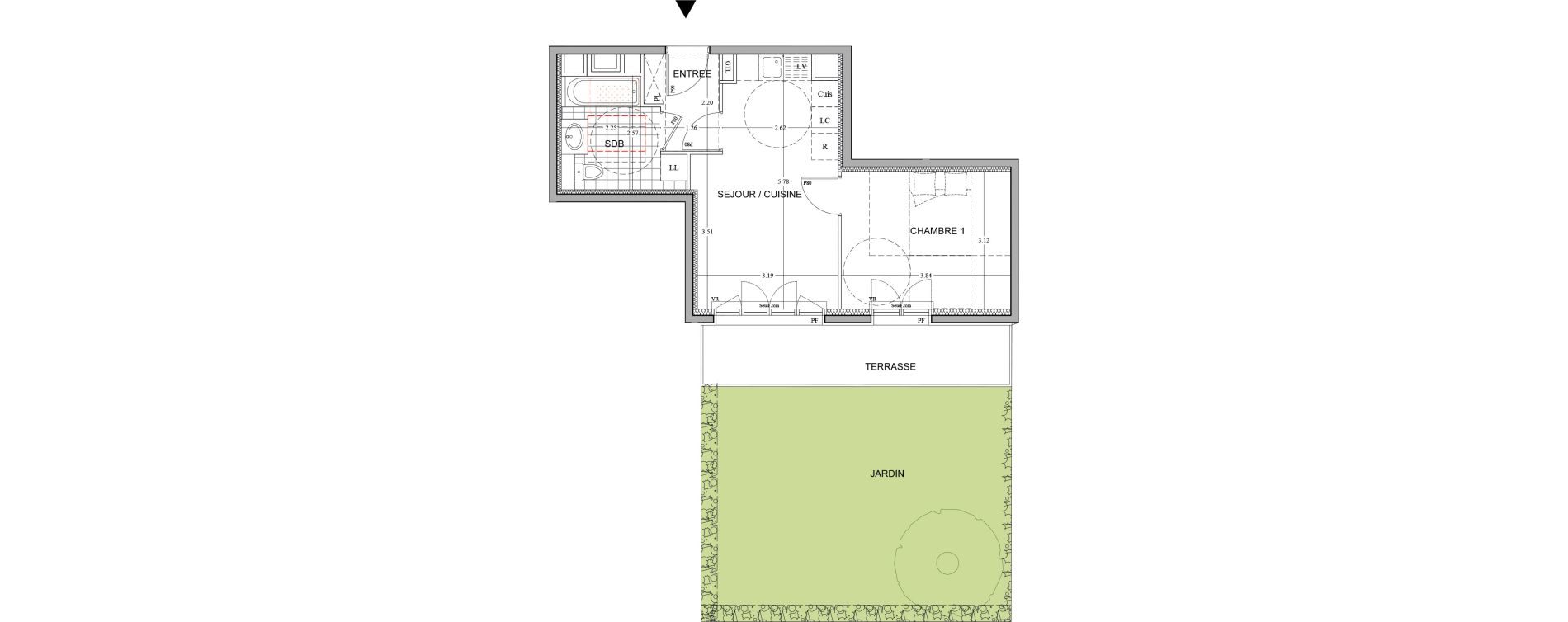 Appartement T2 de 37,89 m2 au Plessis-Robinson Patrick