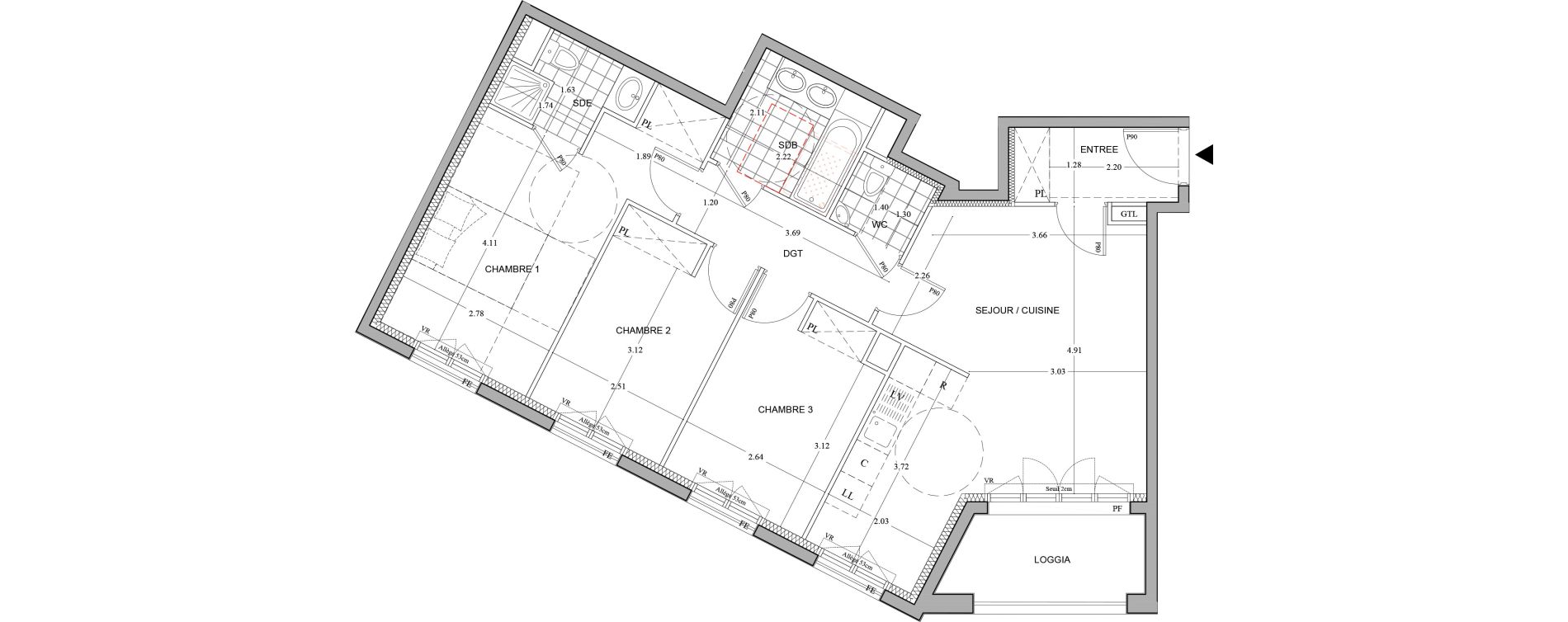 Appartement T4 de 75,45 m2 au Plessis-Robinson Patrick