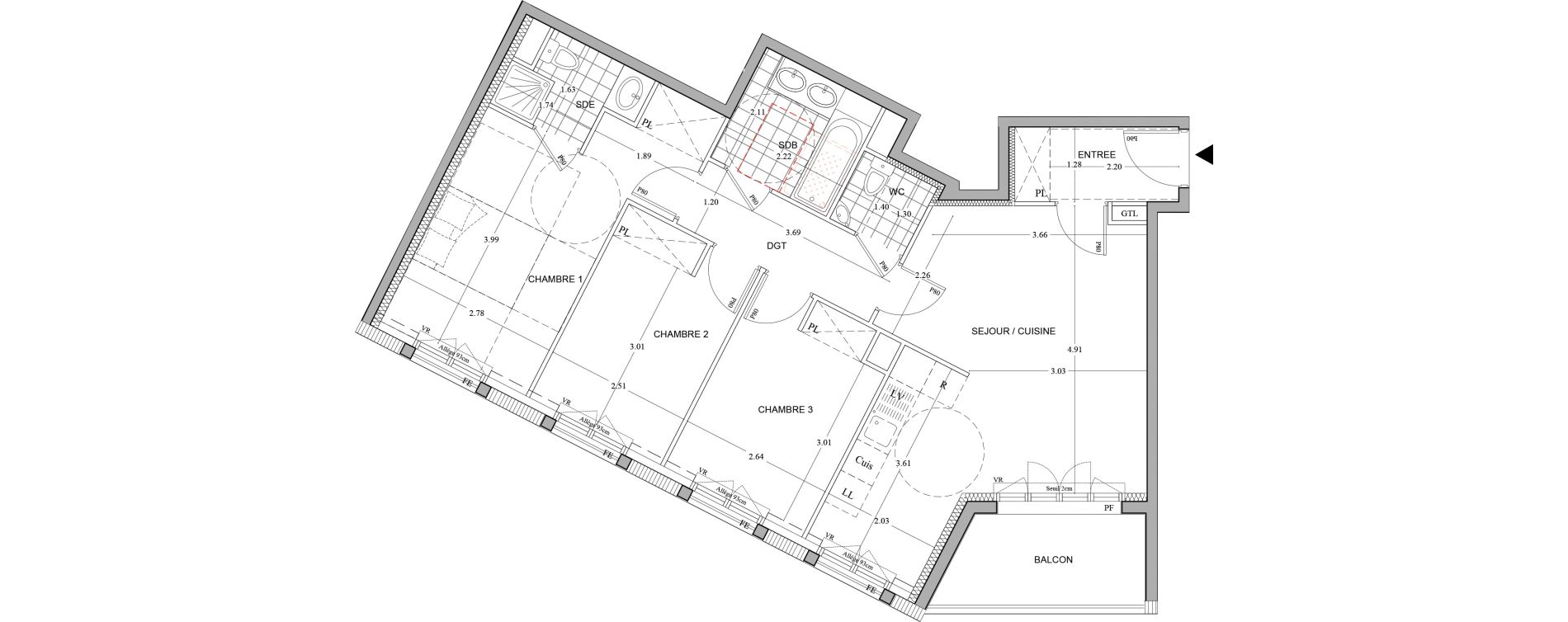 Appartement T4 de 74,75 m2 au Plessis-Robinson Patrick