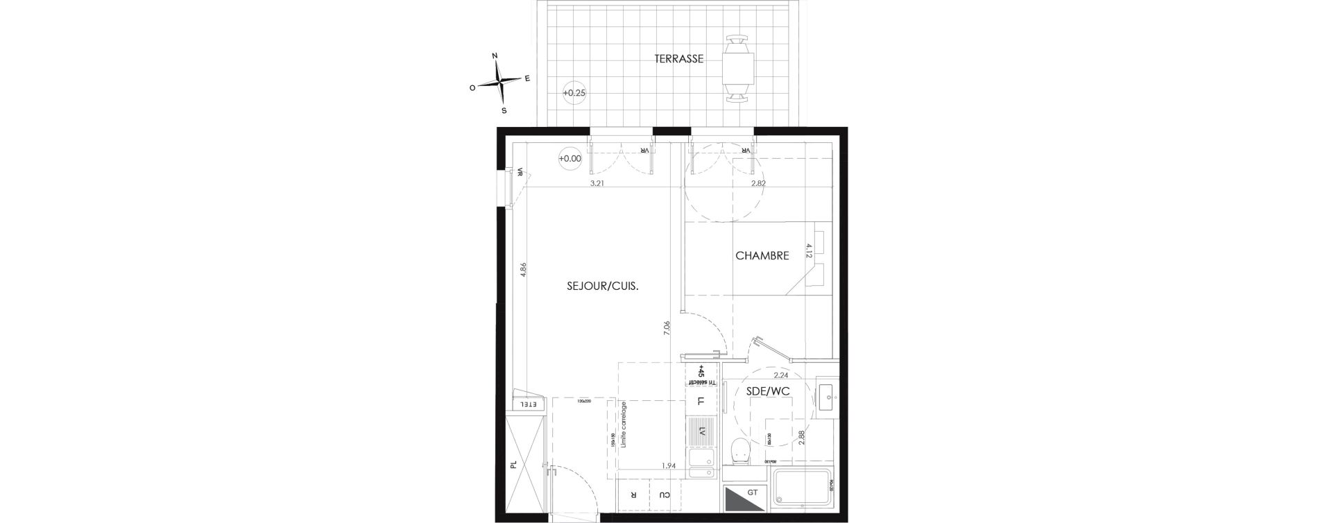 Appartement T2 de 42,04 m2 au Plessis-Robinson Ilot du ponant