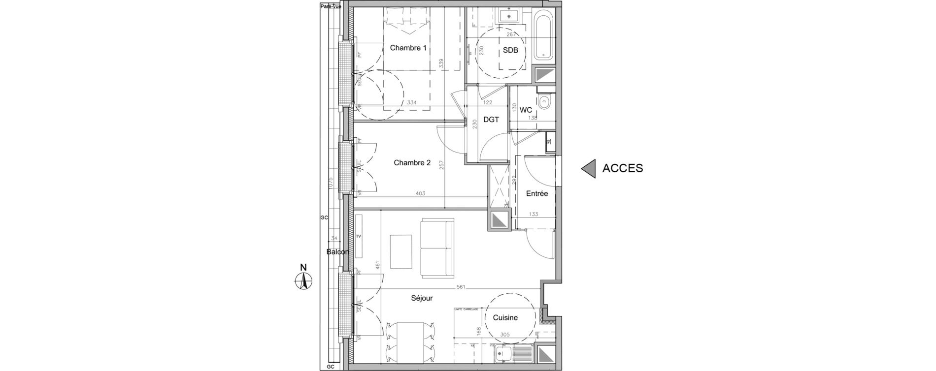 Appartement T3 de 61,30 m2 au Plessis-Robinson Pergaud