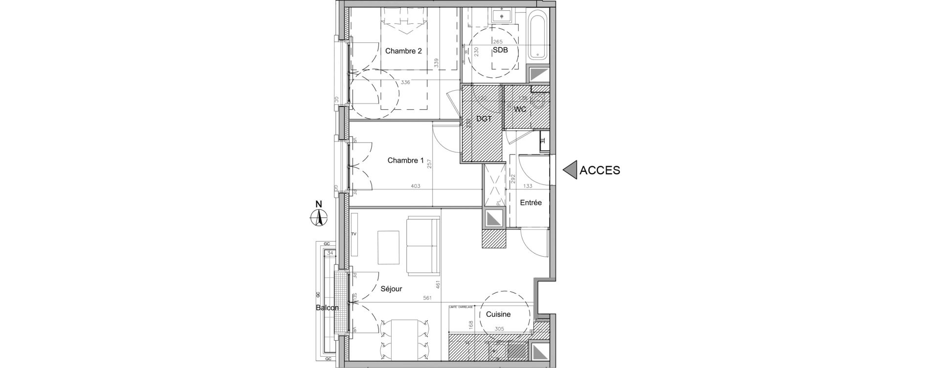 Appartement T3 de 61,40 m2 au Plessis-Robinson Pergaud