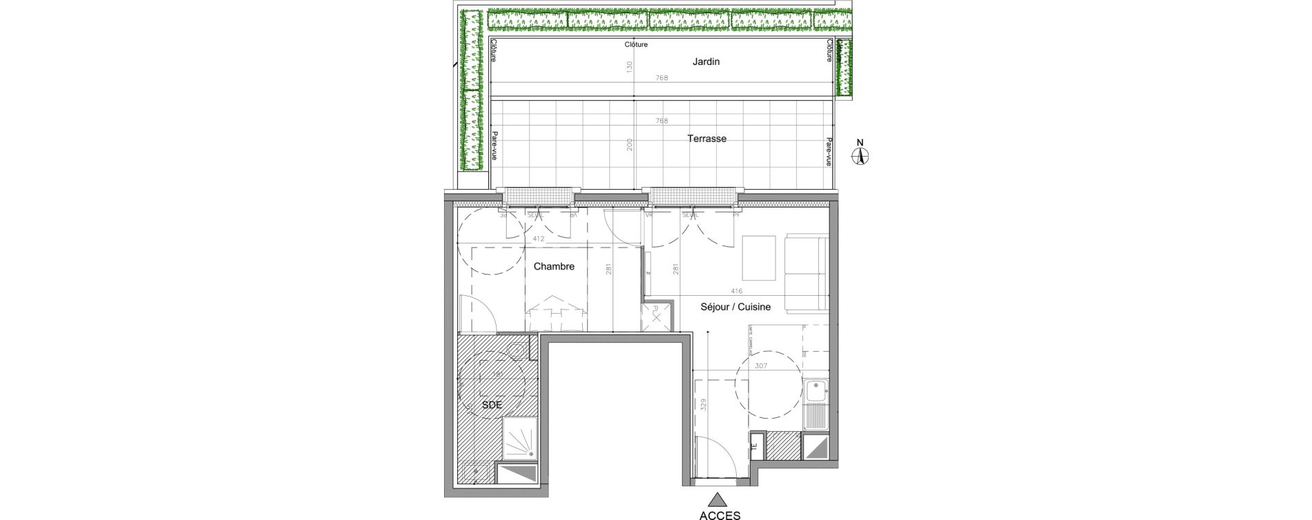 Appartement T2 de 37,40 m2 au Plessis-Robinson Pergaud