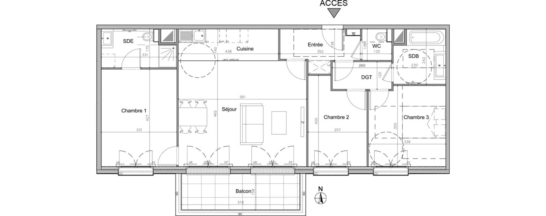 Appartement T4 de 87,60 m2 au Plessis-Robinson Pergaud