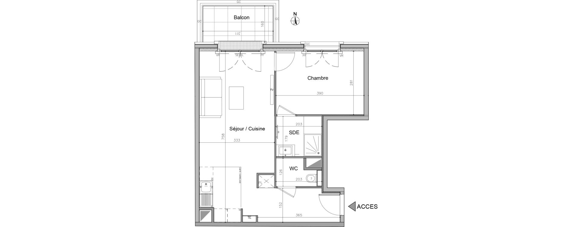 Appartement T2 de 45,40 m2 au Plessis-Robinson Pergaud