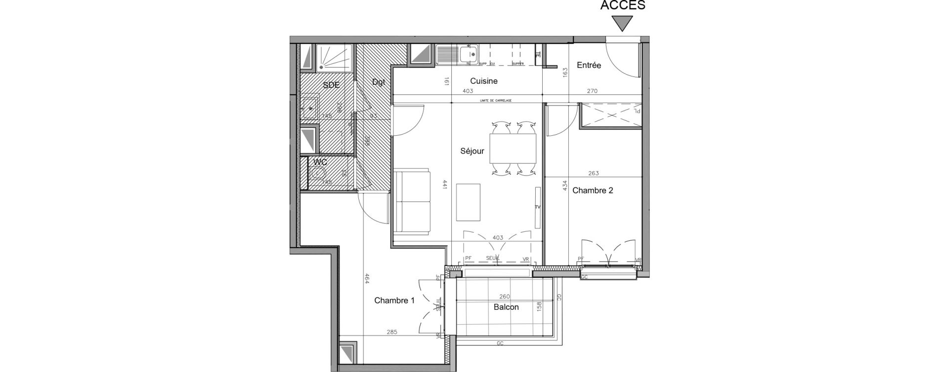Appartement T3 de 59,30 m2 au Plessis-Robinson Pergaud