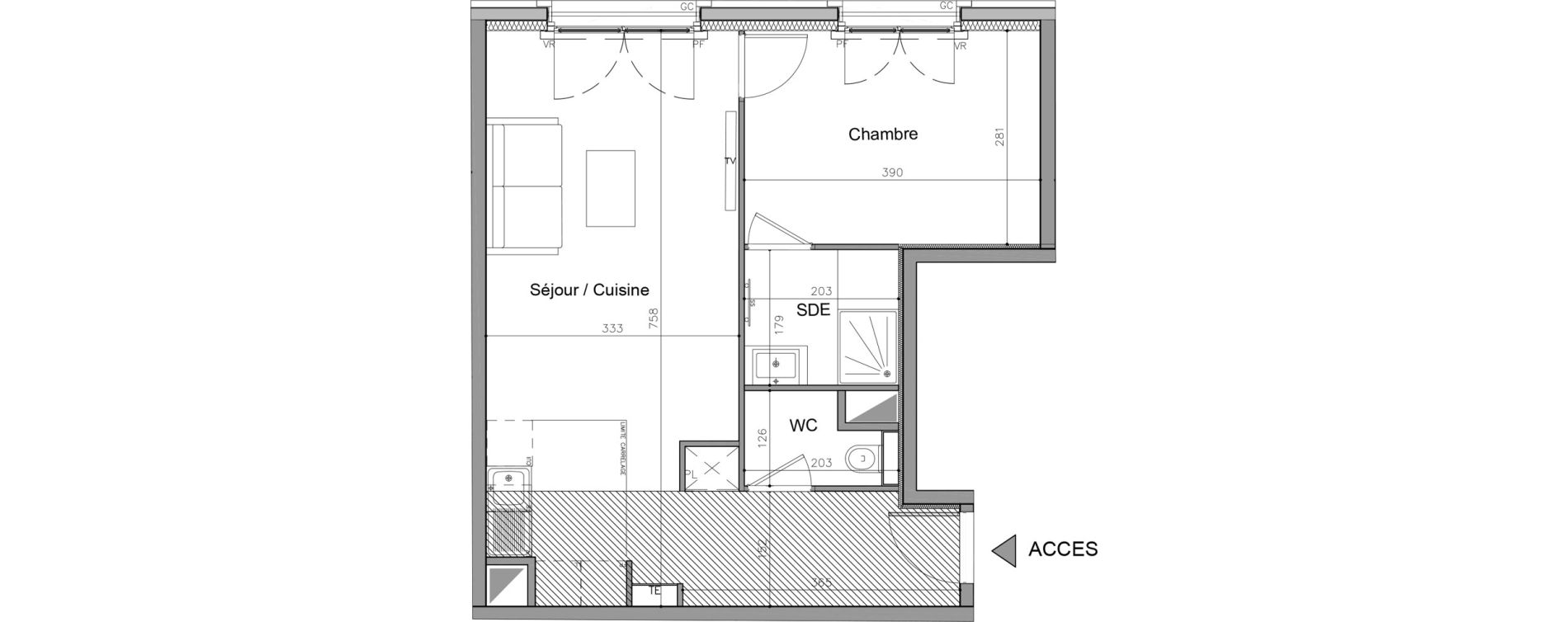 Appartement T2 de 45,40 m2 au Plessis-Robinson Pergaud