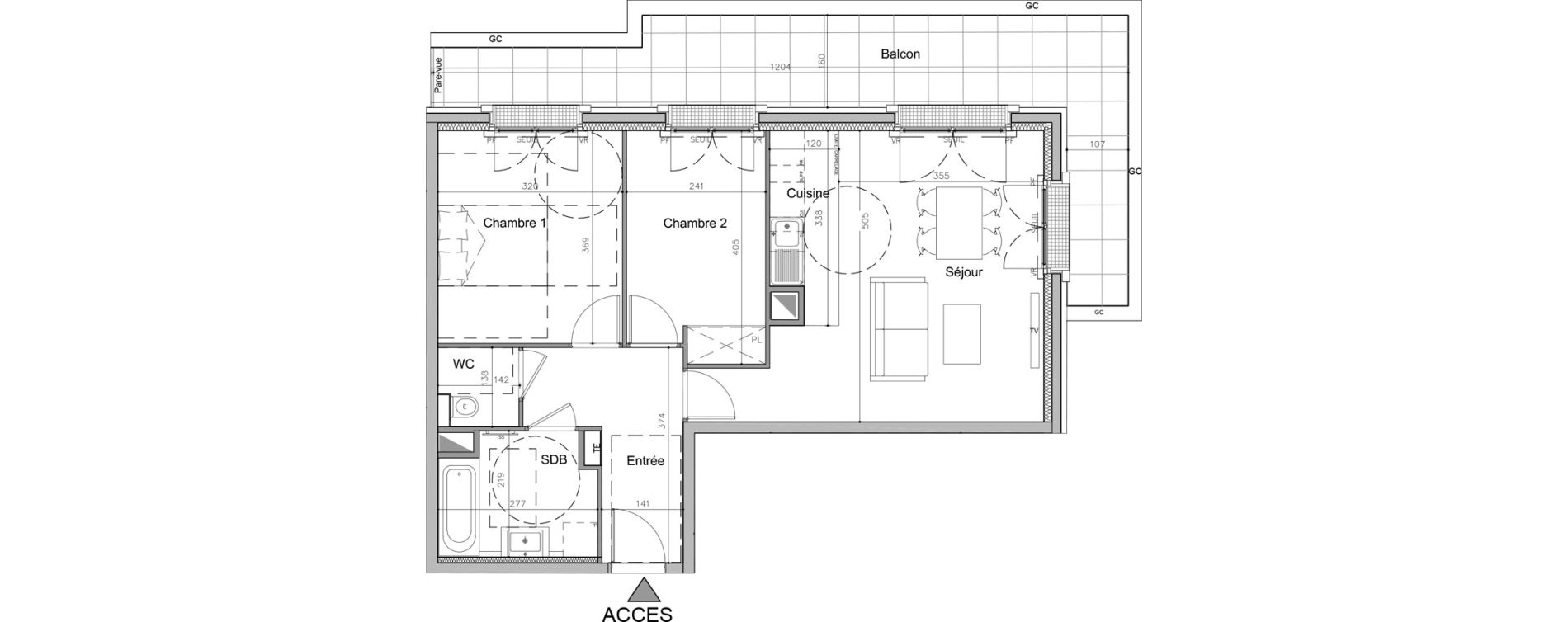 Appartement T3 de 60,70 m2 au Plessis-Robinson Pergaud