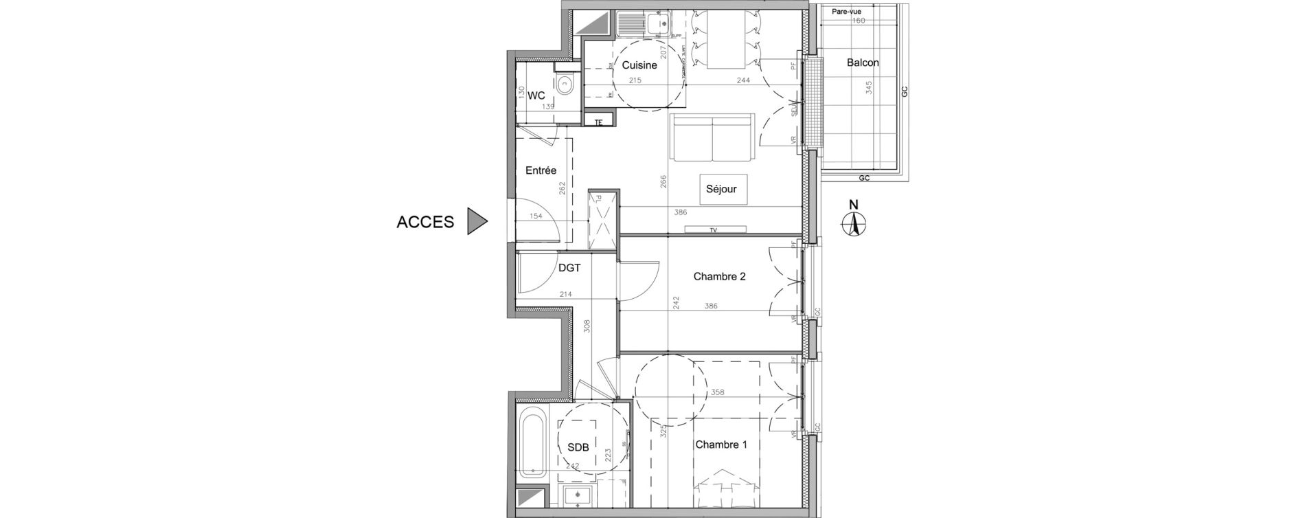 Appartement T3 de 57,20 m2 au Plessis-Robinson Pergaud