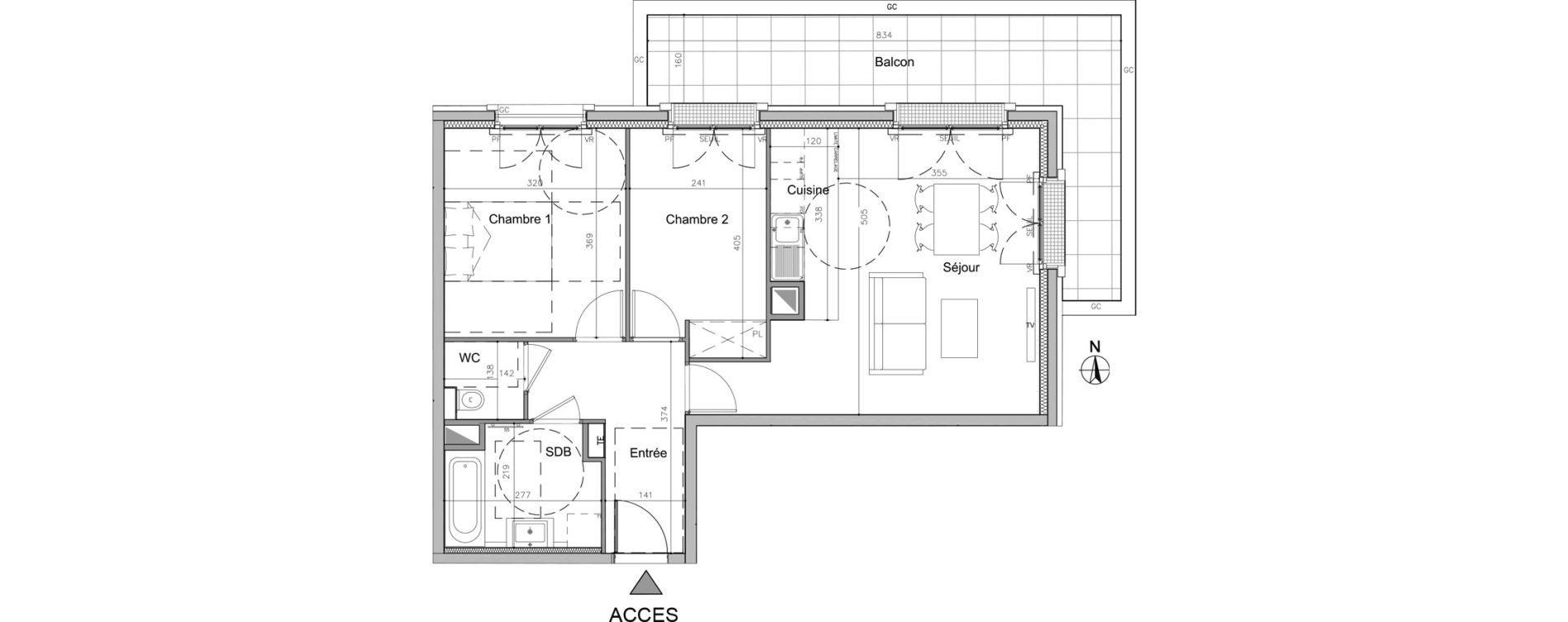 Appartement T3 de 60,70 m2 au Plessis-Robinson Pergaud