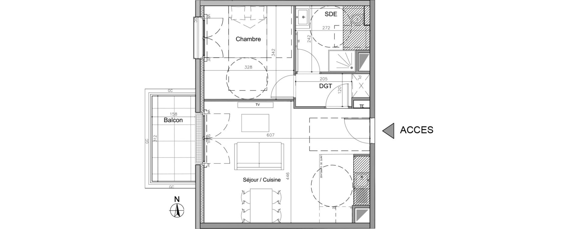 Appartement T2 de 46,30 m2 au Plessis-Robinson Pergaud