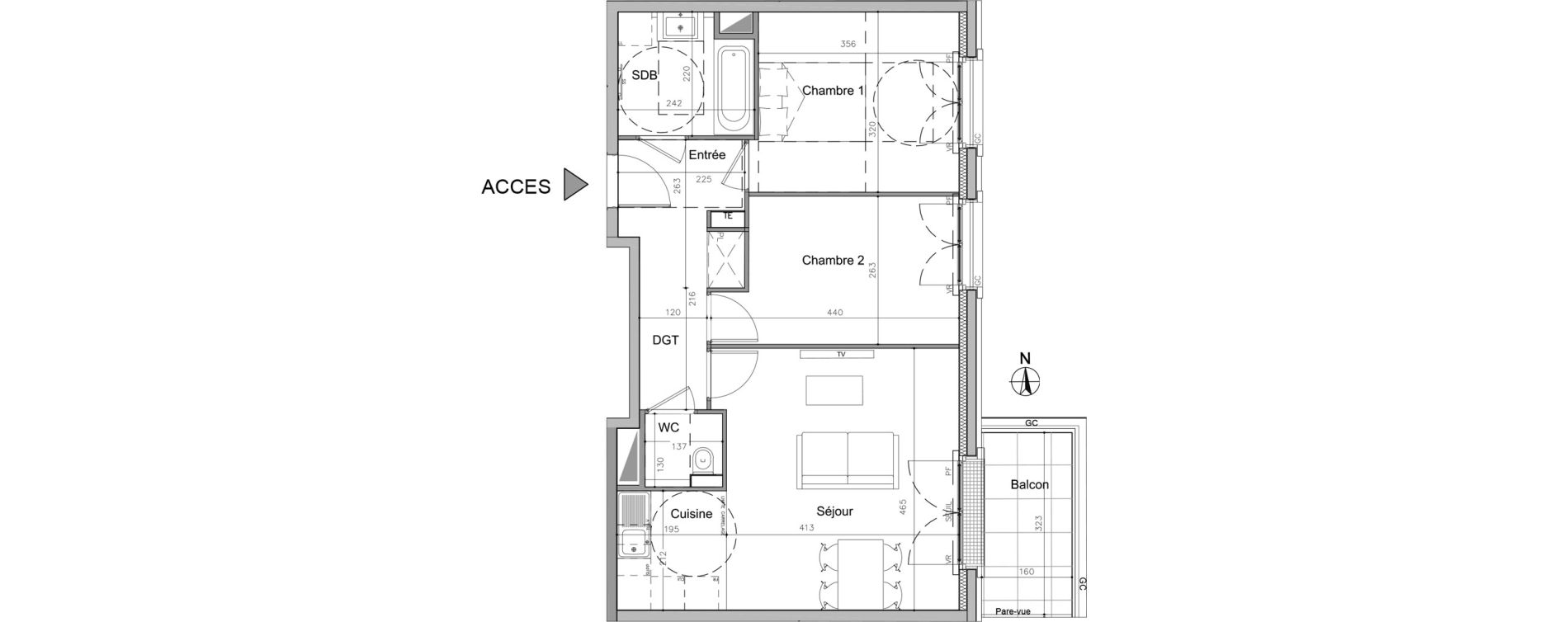 Appartement T3 de 60,60 m2 au Plessis-Robinson Pergaud