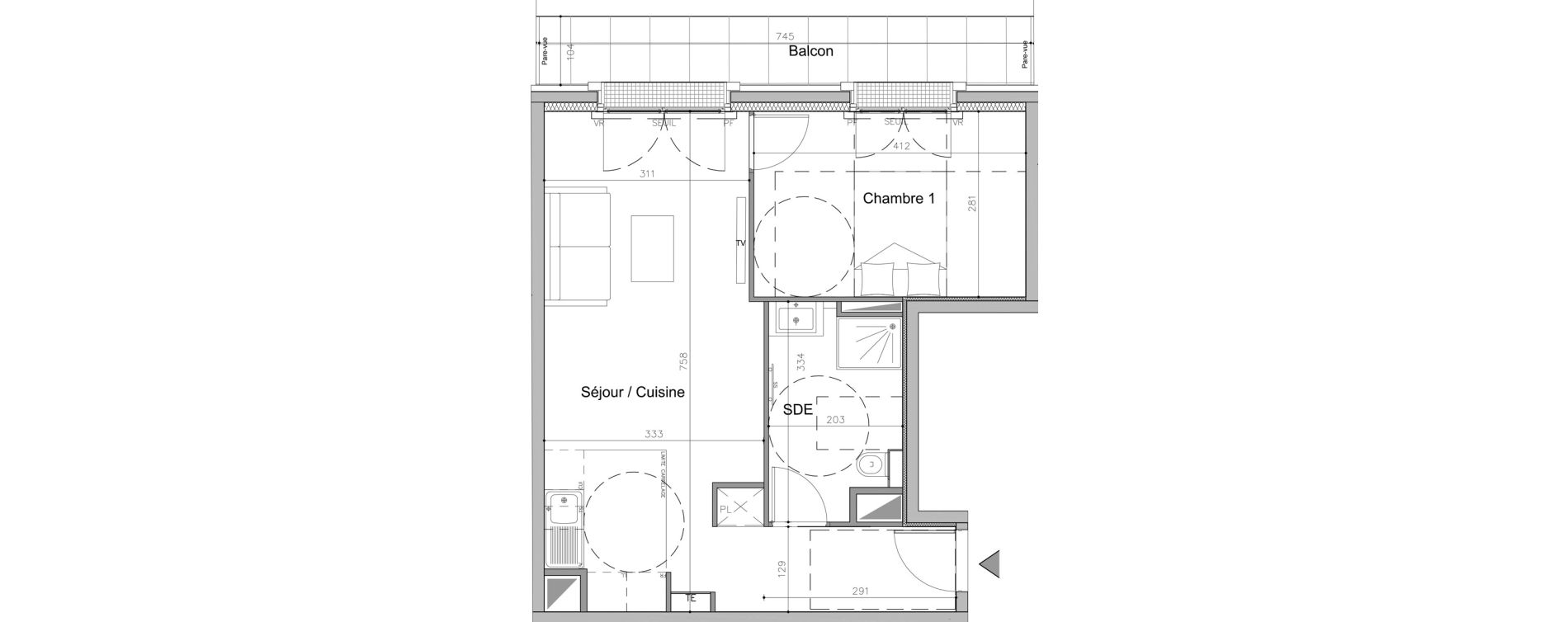 Appartement T2 de 44,90 m2 au Plessis-Robinson Pergaud