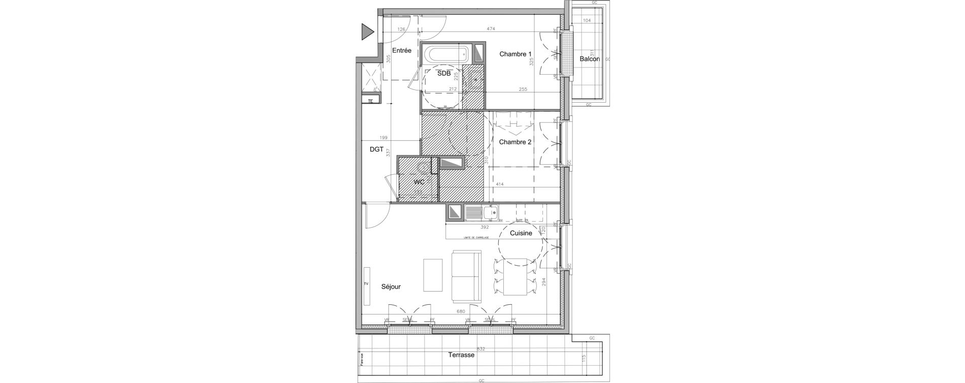 Appartement T3 de 67,80 m2 au Plessis-Robinson Pergaud