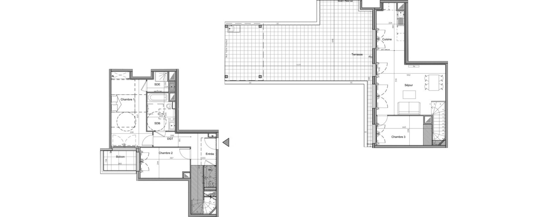Appartement T4 de 89,60 m2 au Plessis-Robinson Pergaud