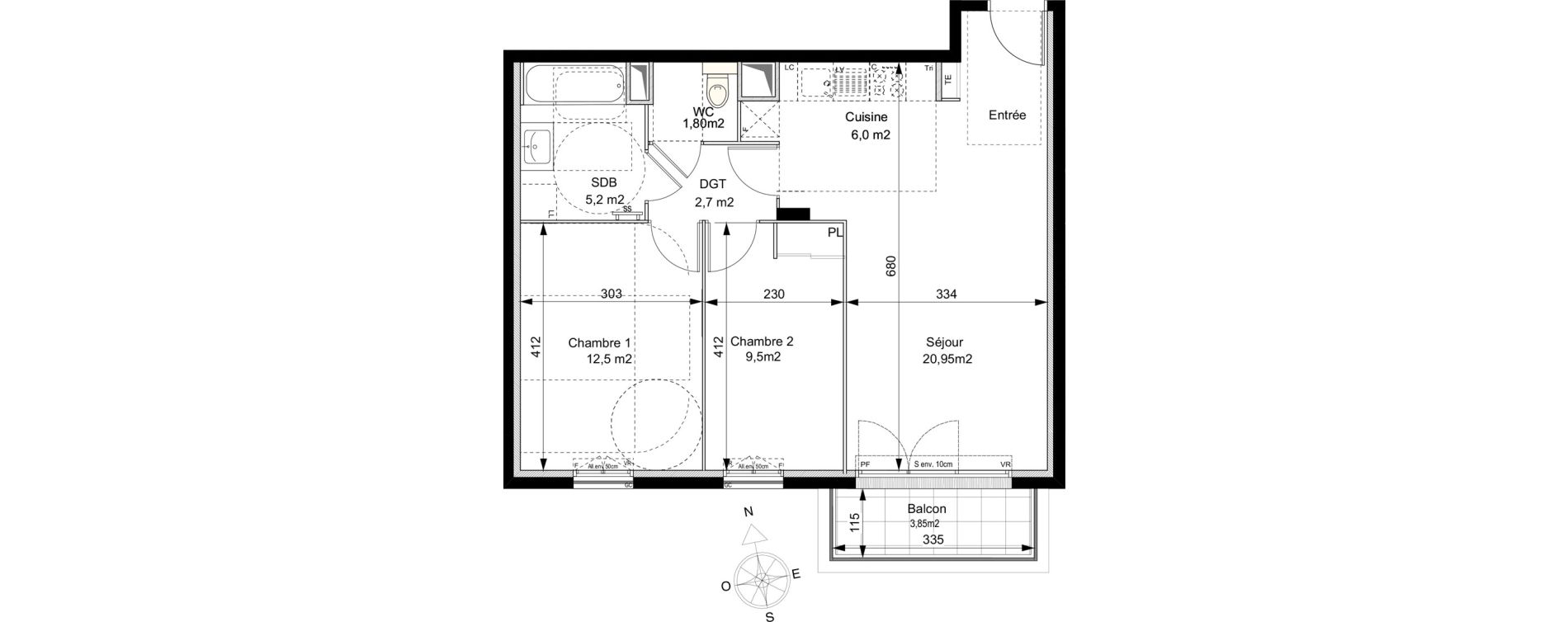 Appartement T3 de 58,65 m2 au Plessis-Robinson Ilot du ponant