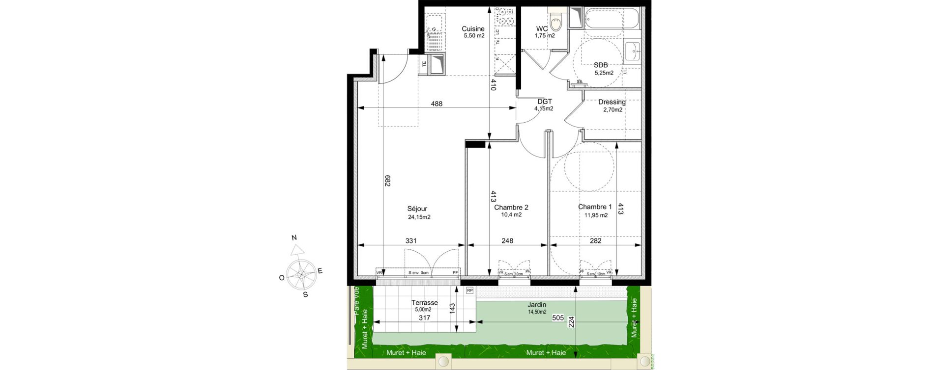 Appartement T3 de 65,85 m2 au Plessis-Robinson Ilot du ponant
