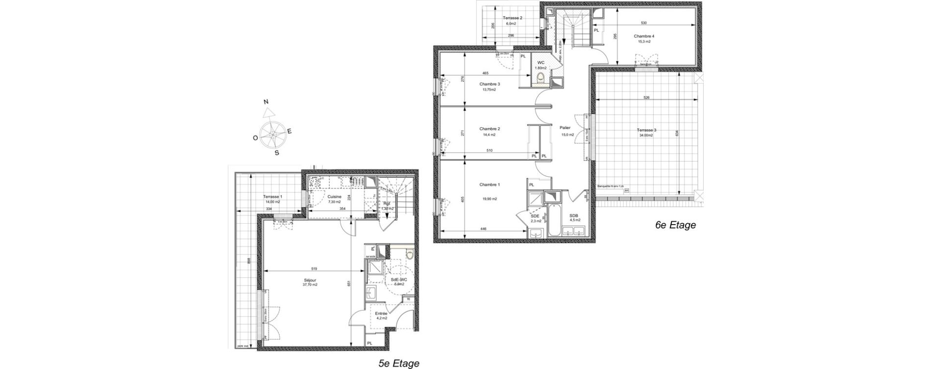 Appartement T5 de 143,35 m2 au Plessis-Robinson Ilot du ponant