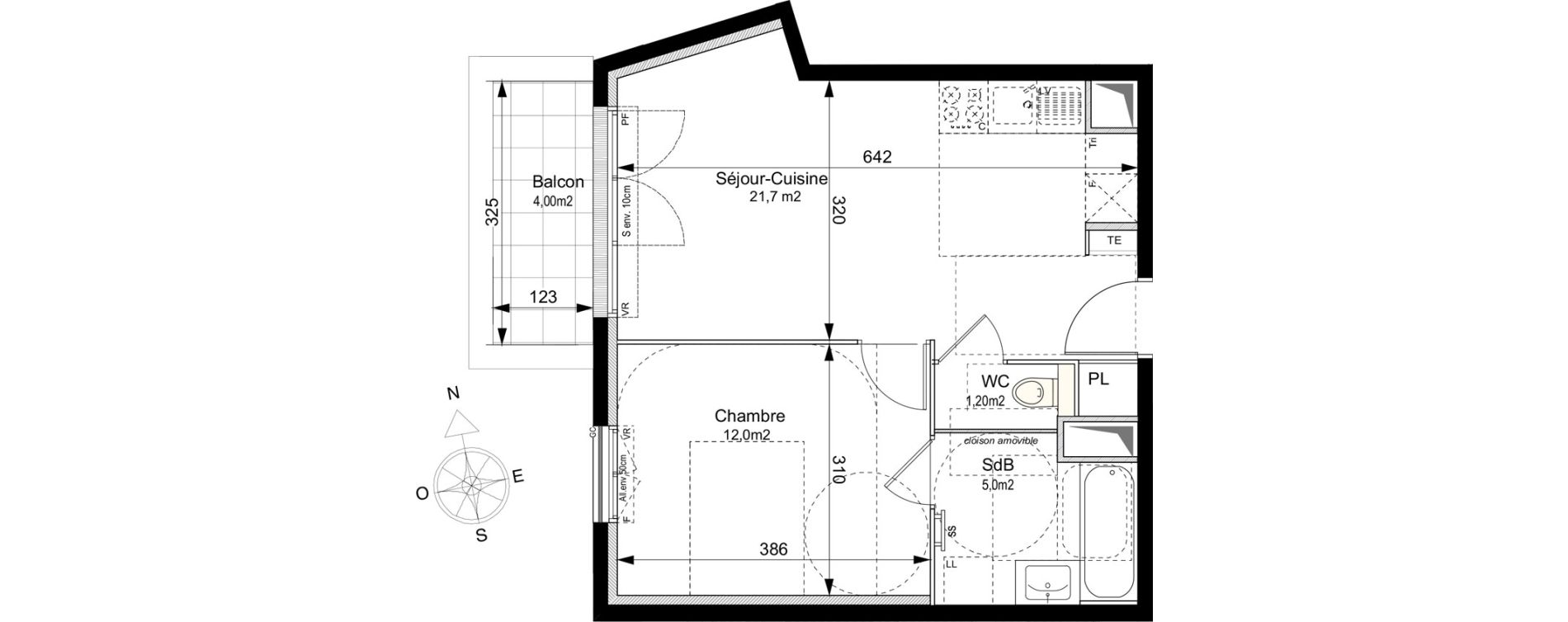 Appartement T2 de 39,90 m2 au Plessis-Robinson Ilot du ponant