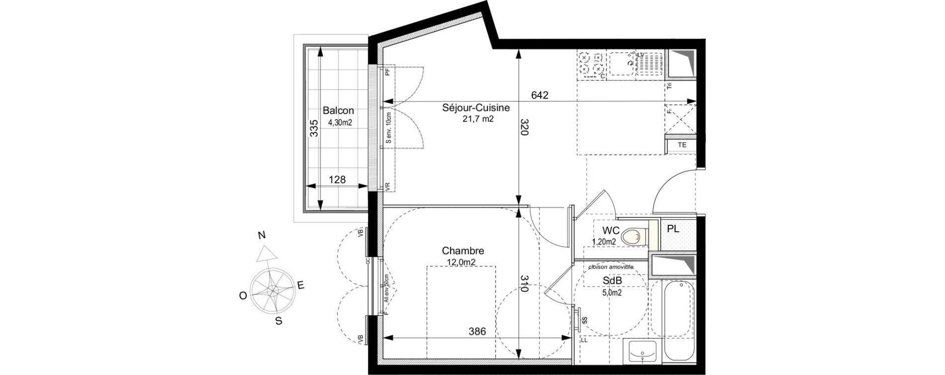 Appartement T2 de 39,90 m2 au Plessis-Robinson Ilot du ponant