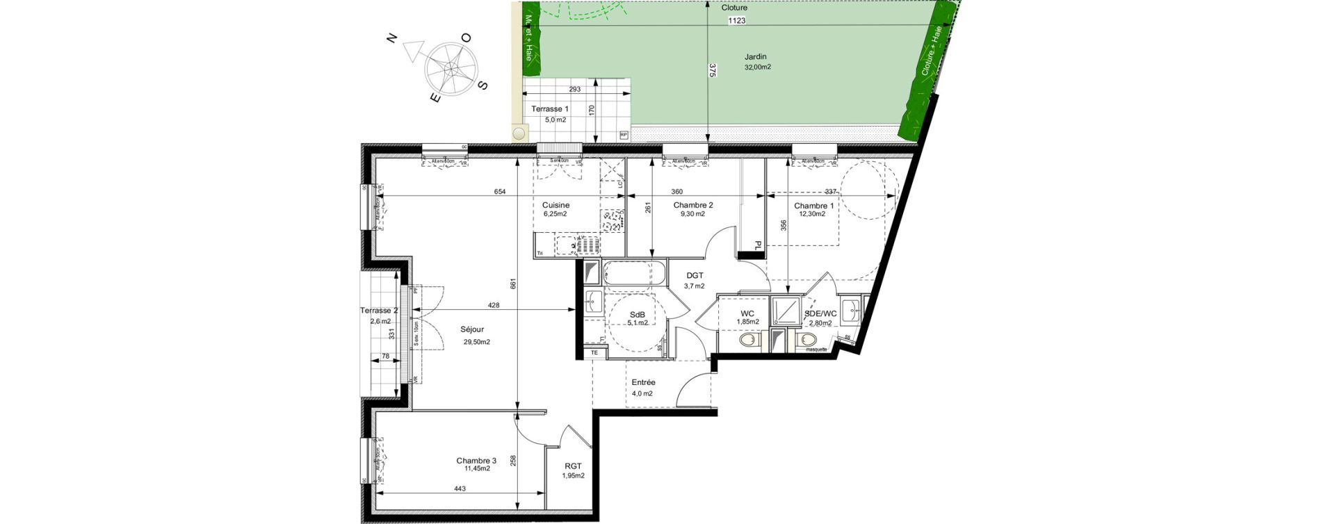 Appartement T3 de 88,20 m2 au Plessis-Robinson Ilot du ponant