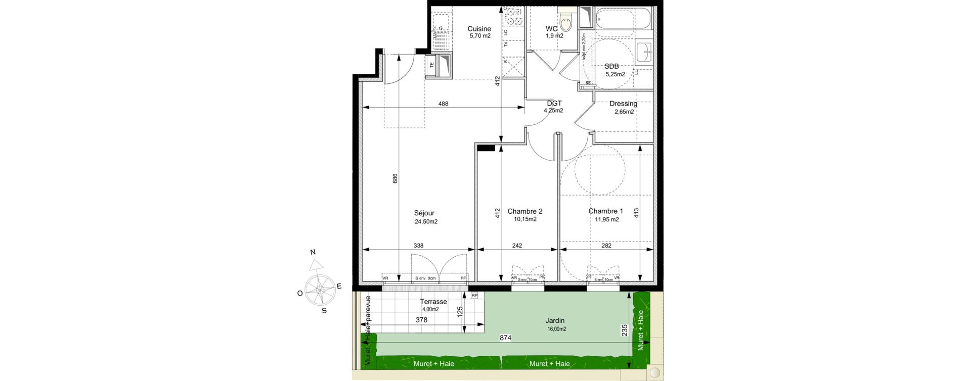 Appartement T3 de 66,35 m2 au Plessis-Robinson Ilot du ponant