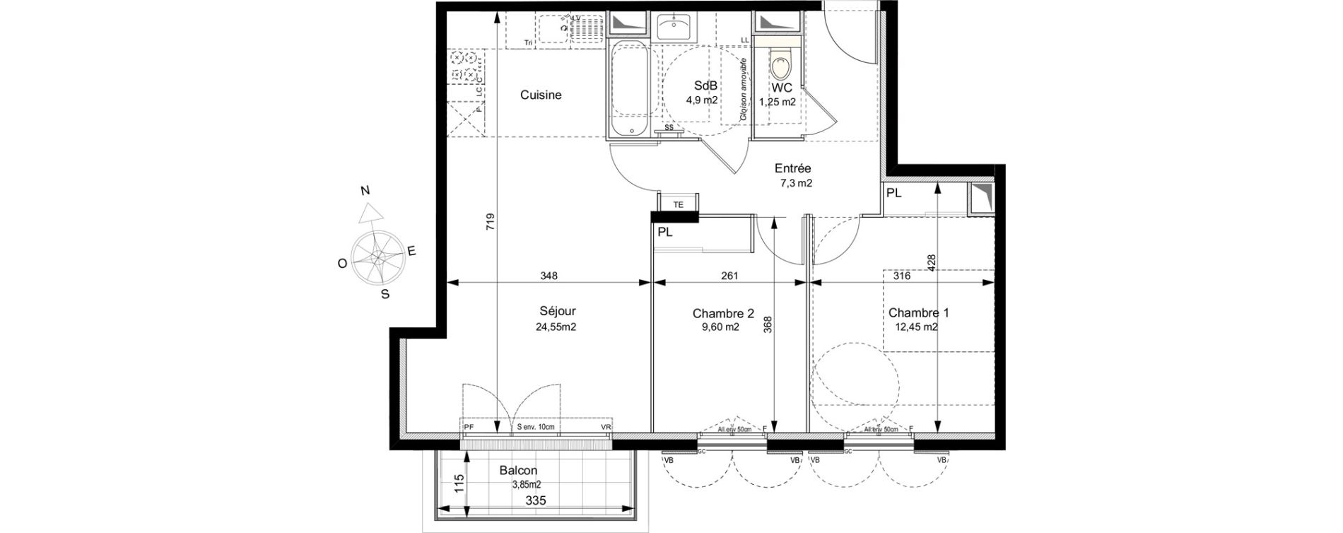 Appartement T3 de 60,05 m2 au Plessis-Robinson Ilot du ponant