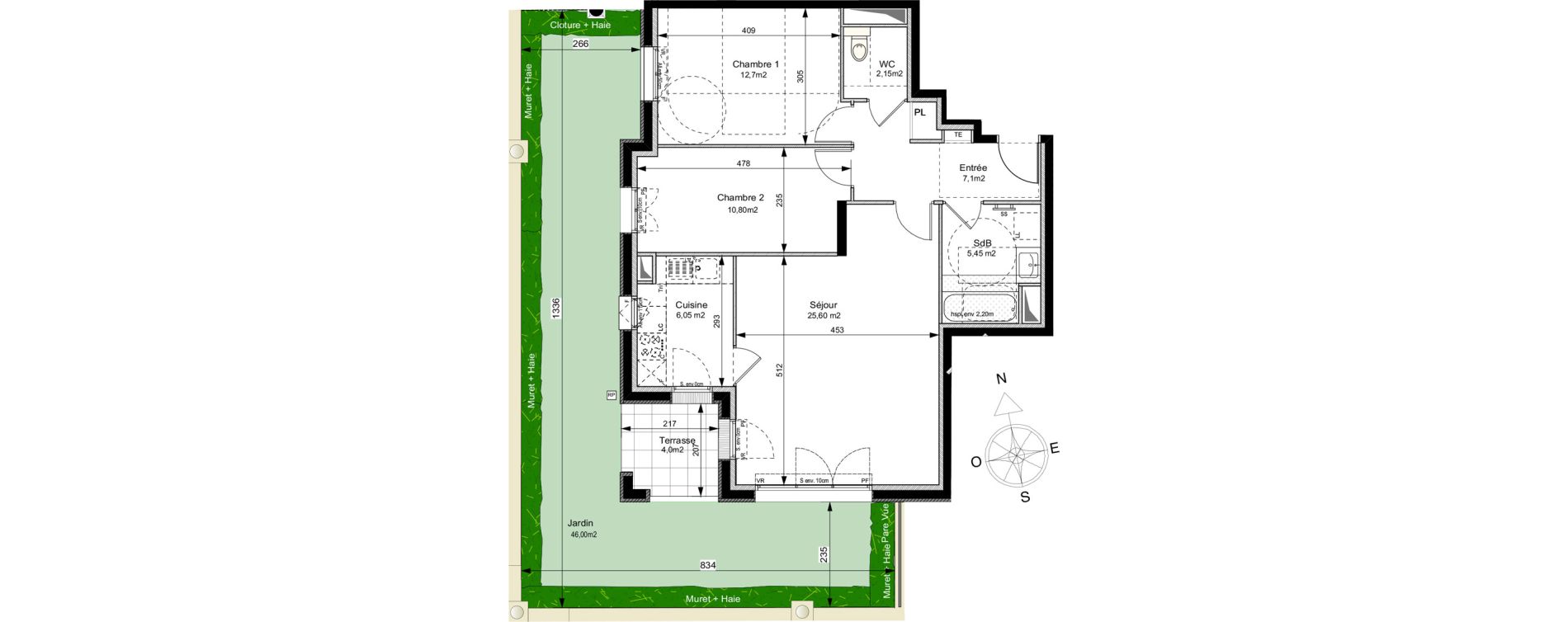 Appartement T3 de 69,85 m2 au Plessis-Robinson Ilot du ponant