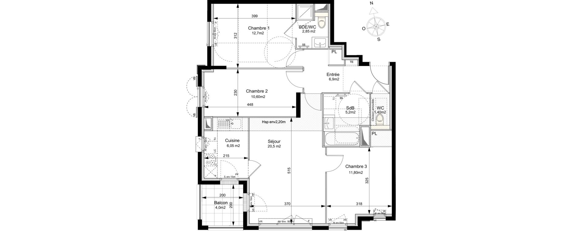 Appartement T4 de 78,00 m2 au Plessis-Robinson Ilot du ponant