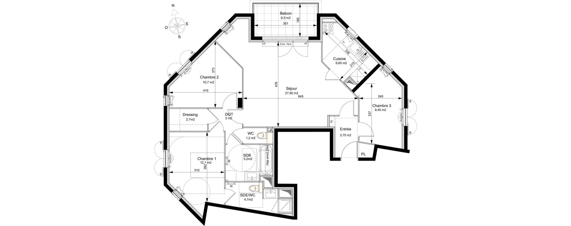 Appartement T4 de 87,25 m2 au Plessis-Robinson Ilot du ponant