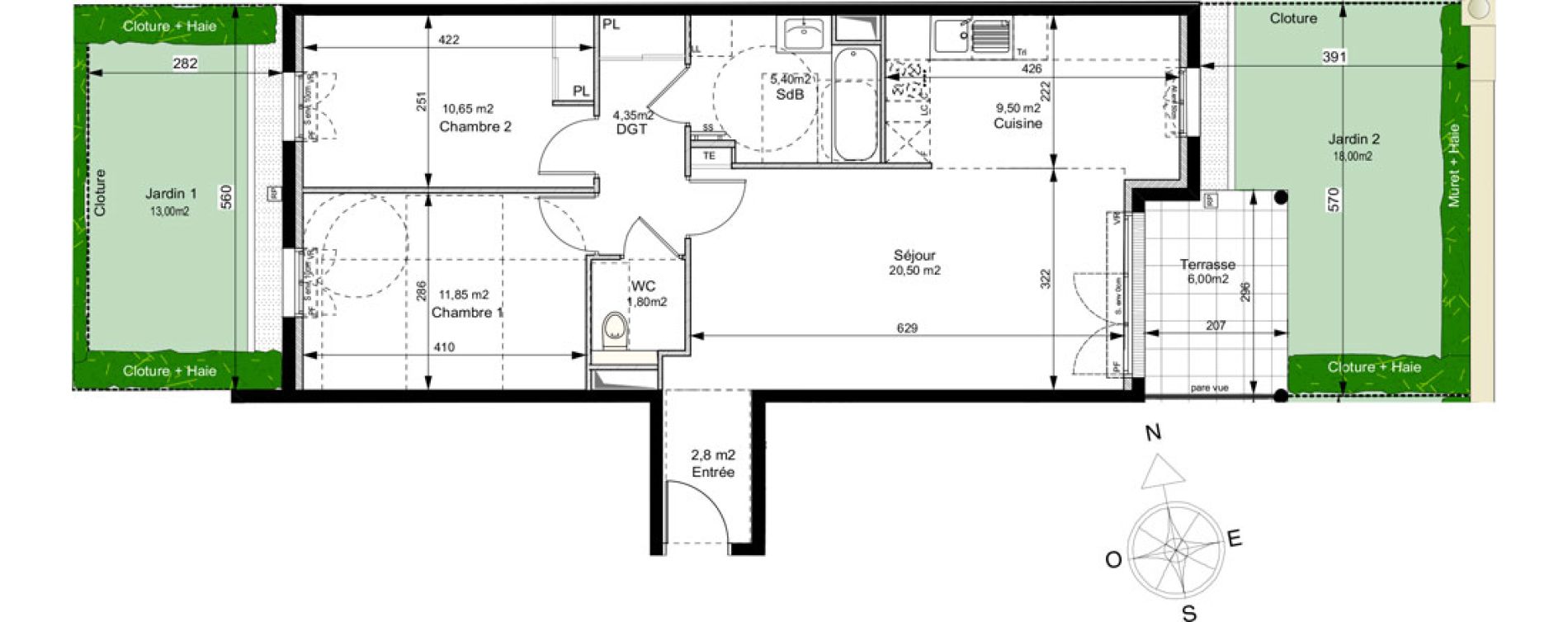 Appartement T3 de 66,85 m2 au Plessis-Robinson Ilot du ponant