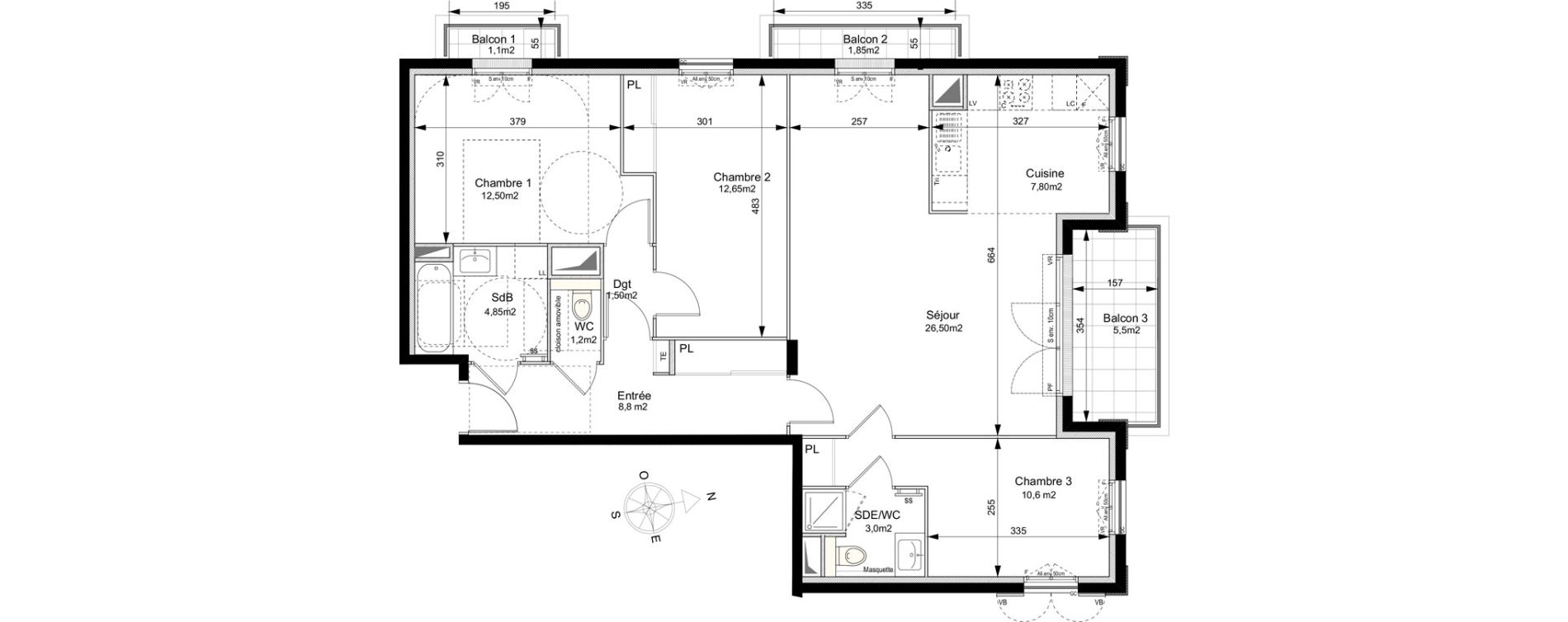 Appartement T4 de 89,40 m2 au Plessis-Robinson Ilot du ponant