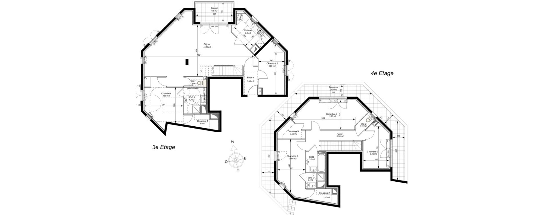 Appartement T6 de 142,80 m2 au Plessis-Robinson Ilot du ponant