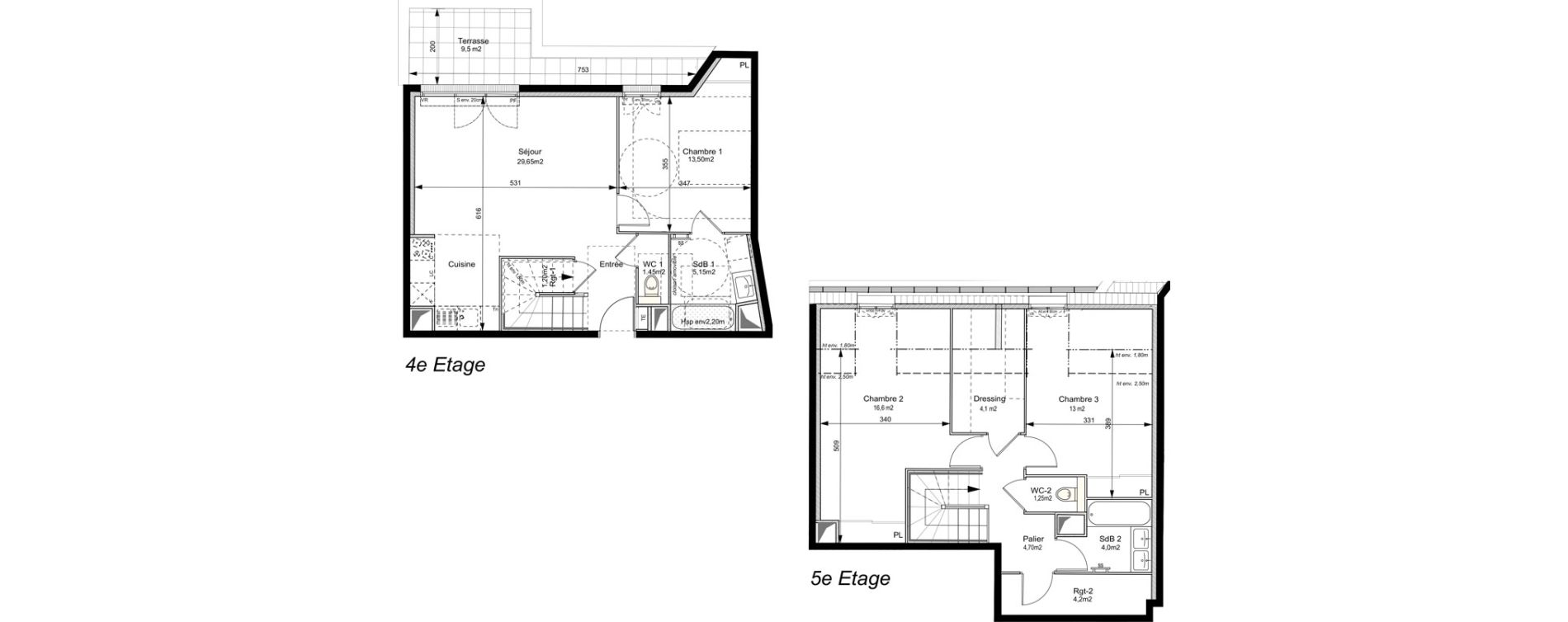 Appartement T4 de 98,80 m2 au Plessis-Robinson Ilot du ponant