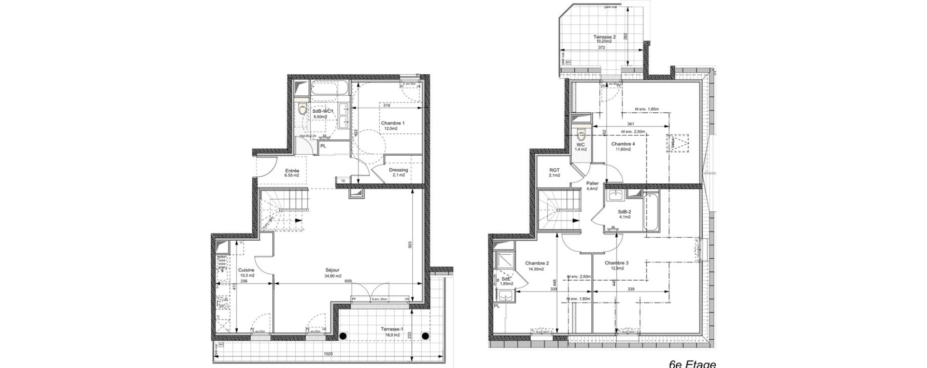 Appartement T5 de 125,00 m2 au Plessis-Robinson Ilot du ponant