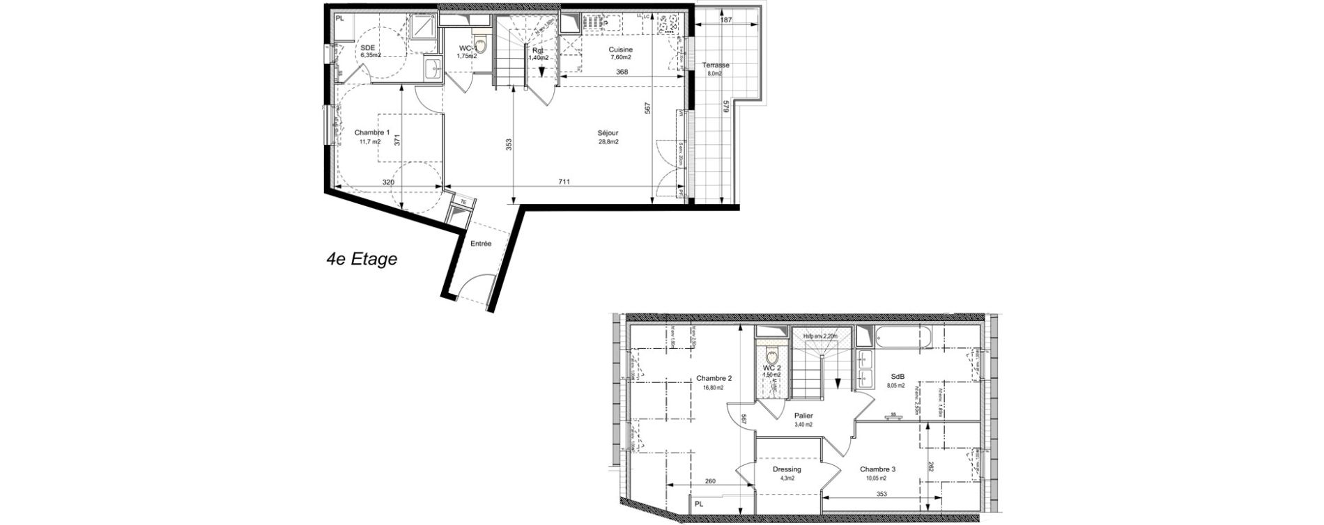 Appartement T4 de 101,80 m2 au Plessis-Robinson Ilot du ponant