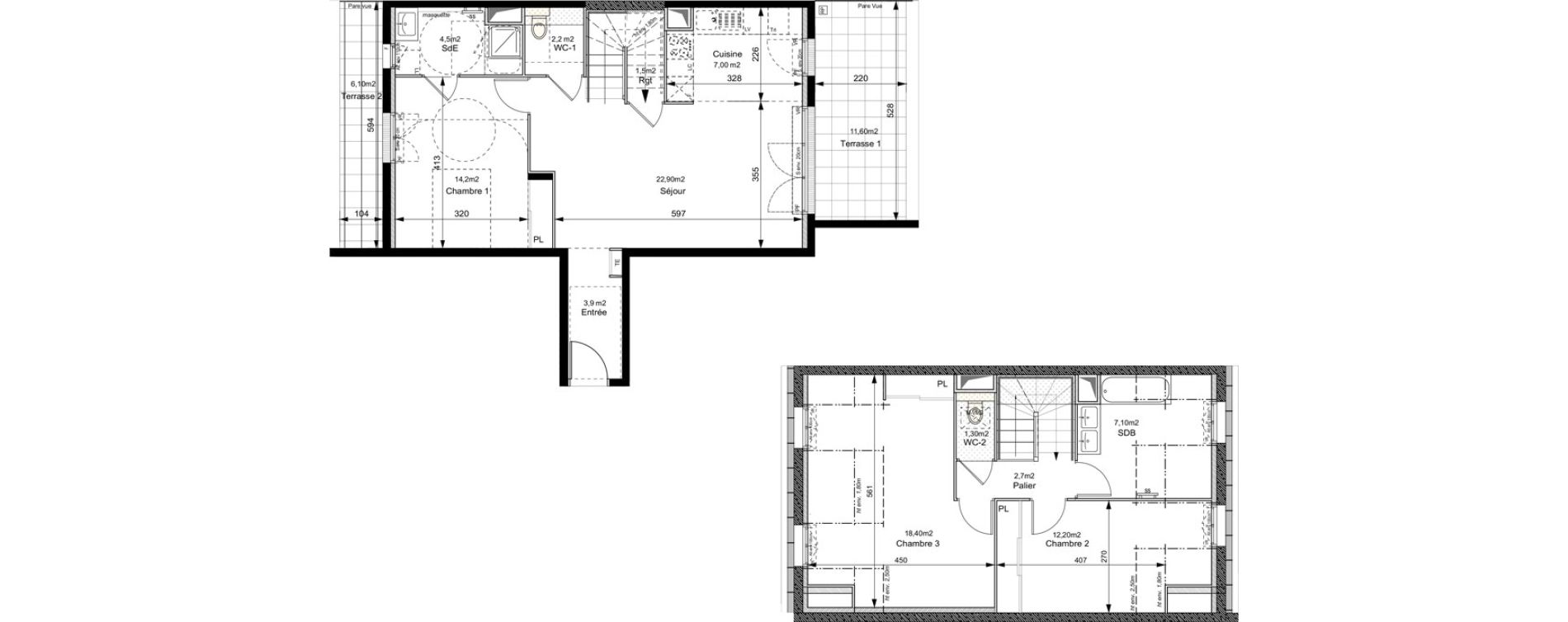 Appartement T4 de 97,90 m2 au Plessis-Robinson Ilot du ponant