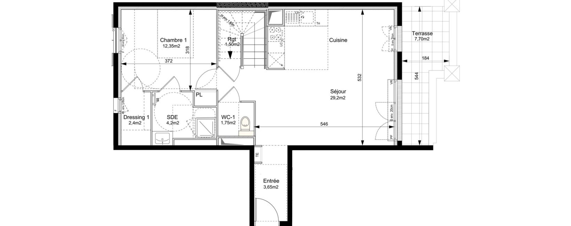 Appartement T4 de 98,20 m2 au Plessis-Robinson Ilot du ponant