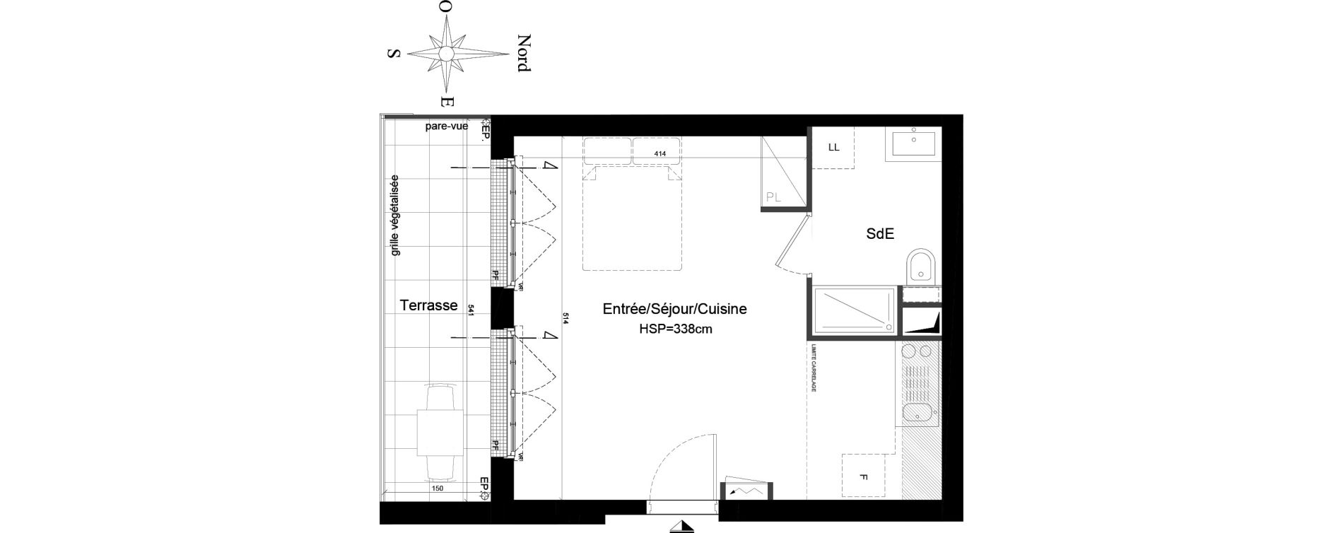 Appartement T1 de 30,35 m2 au Plessis-Robinson Ilot du ponant