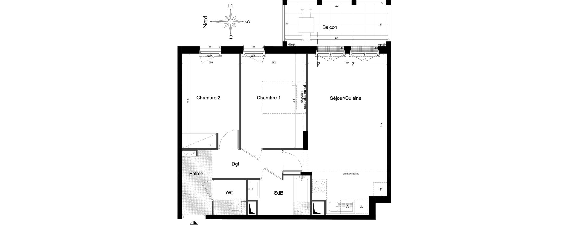 Appartement T3 de 58,93 m2 au Plessis-Robinson Ilot du ponant
