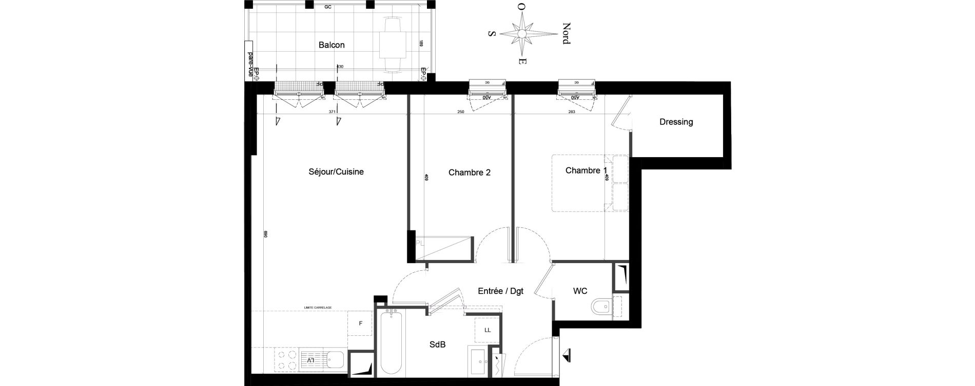 Appartement T3 de 62,80 m2 au Plessis-Robinson Ilot du ponant