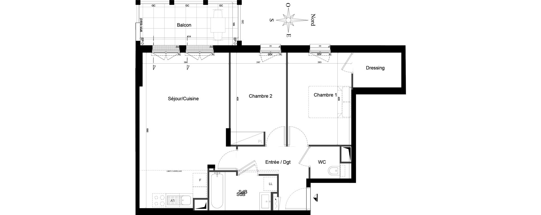 Appartement T3 de 63,43 m2 au Plessis-Robinson Ilot du ponant