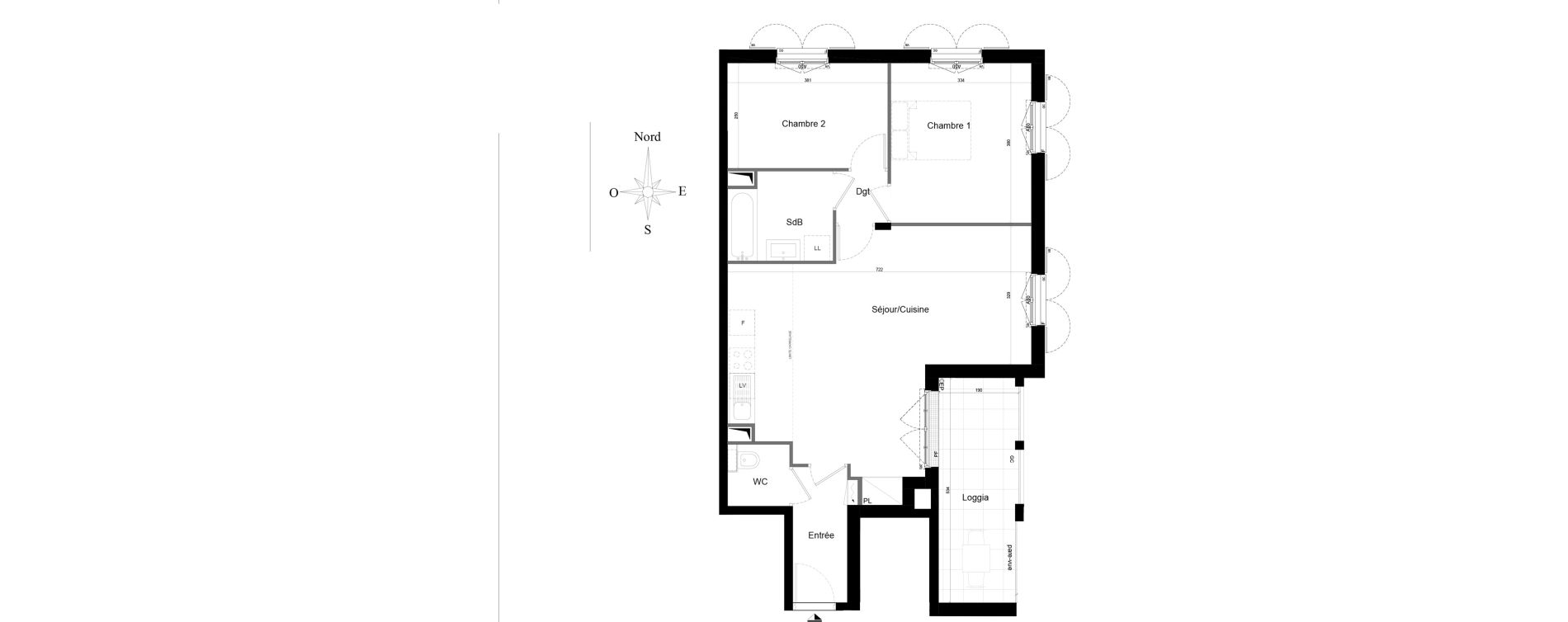 Appartement T3 de 67,74 m2 au Plessis-Robinson Ilot du ponant